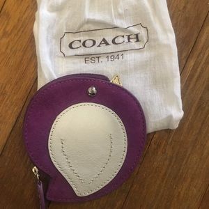 Coach purple bird coin purse